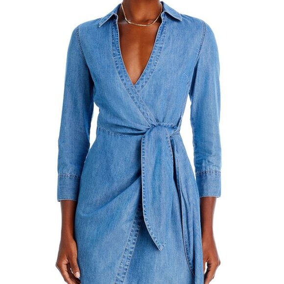Veronica Beard Dresses & Skirts - Veronica Beard Briggs Wrap Dress in Iceberg Blue Denim Size 12 New Tag